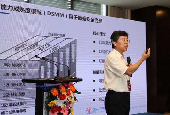 杜躍進在貴陽數博會上講述DSMM（數據安全能力成熟度模型）在貴陽的實踐經驗。